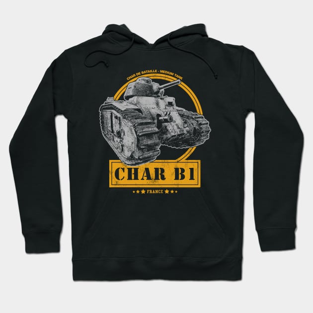 Char B1 French WW2 Tank Hoodie by rycotokyo81